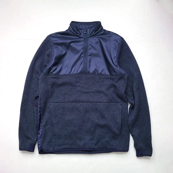 Footjoy Navy Sweater Fleece 1/4 Zip Pullover Kanagaroo Pocket Jacket #25161 -XL - Picture 1 of 8